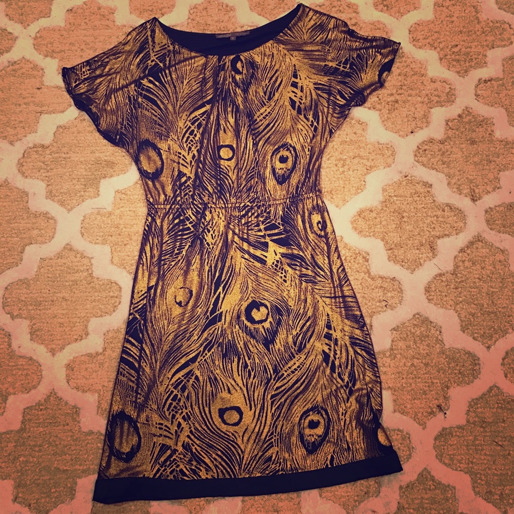 Black & gold peacock dress